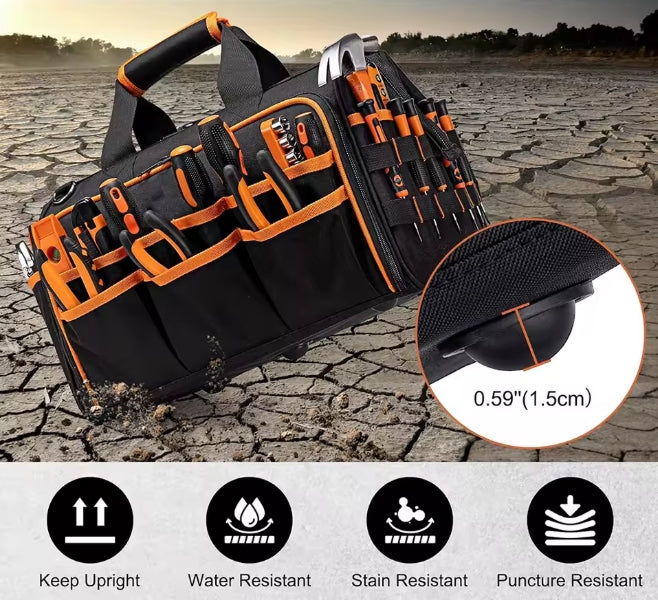 Water Resistant 35L Tool Bag Base Showing Anti-Slip Elevated Rubber Feet