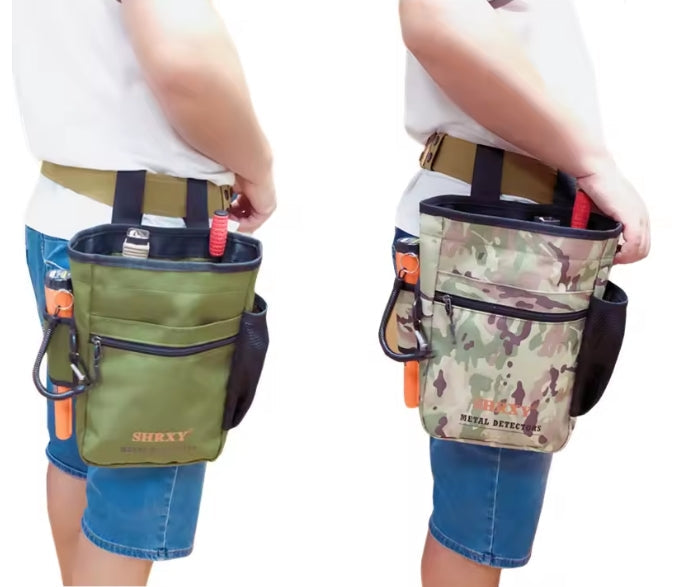 Dual side-by-side view of tactical utility pouch worn on waist belt in field