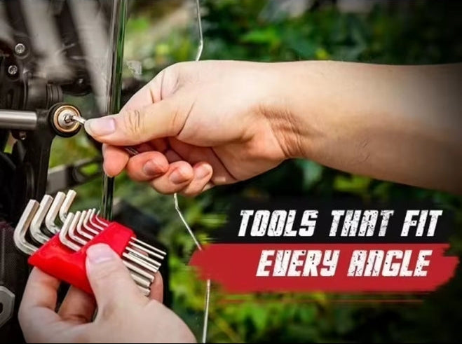 Metric Allen hex key set being used for precision mechanical adjustment