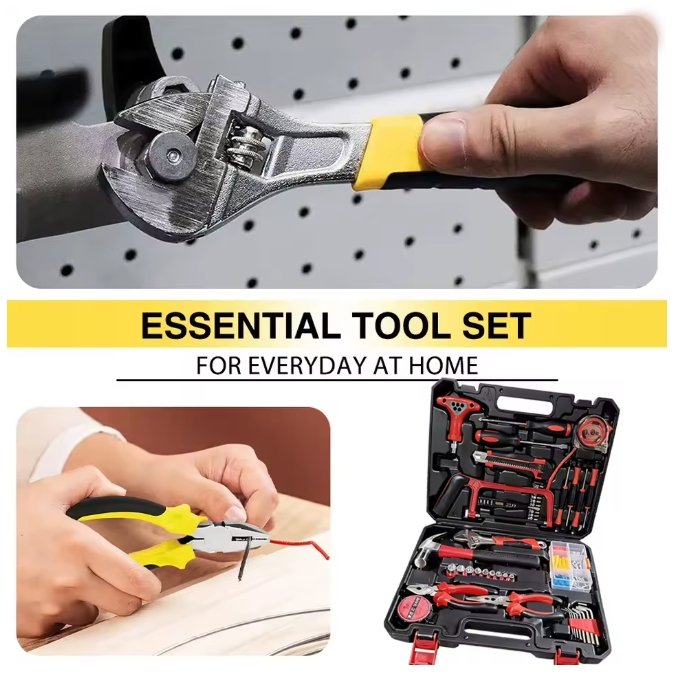 Adjustable spanner wrench and pliers being used for household repair and maintenance