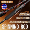 Fishing rod with Fuji guides on a brown background Spinning Rod S1804M