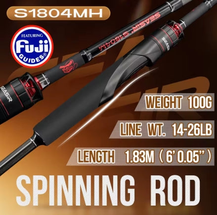 Spinning rod with Fuji guides on a brown background S1804MH 