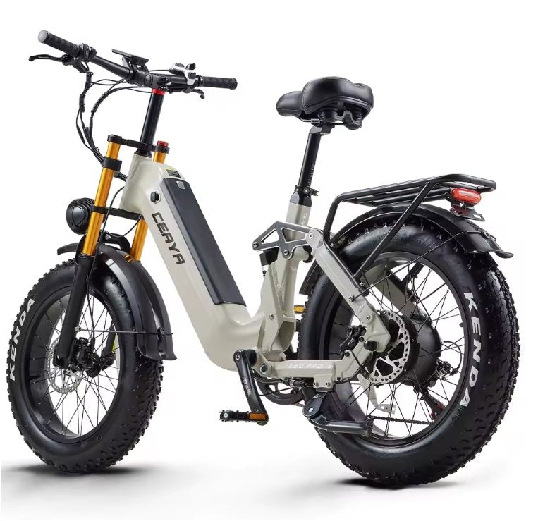 electric bike with black tires on a white background
