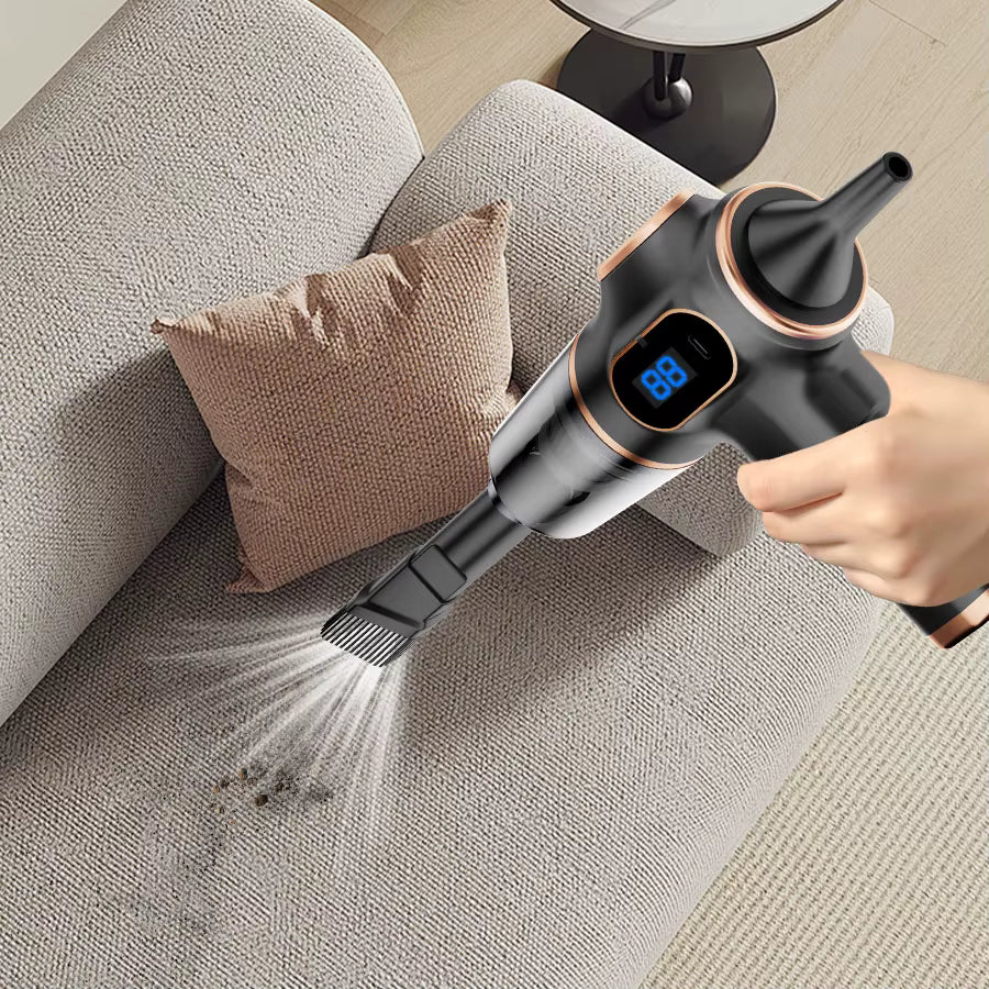VARELO™ Cordless Vacuum Cleaner cleaning lounge armchair fabric and cushion seams