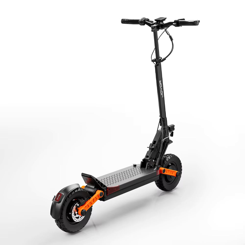 Joyor S10‑S‑Z dual motor electric scooter off‑road black orange design on a white background
