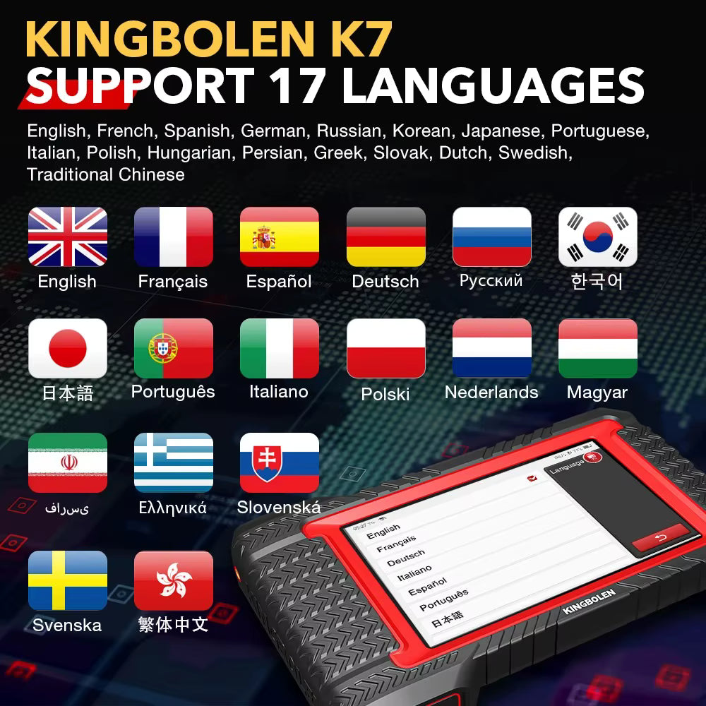 KINGBOLEN K7 Multilingual Diagnostic Software supporting 17 Global Languages
