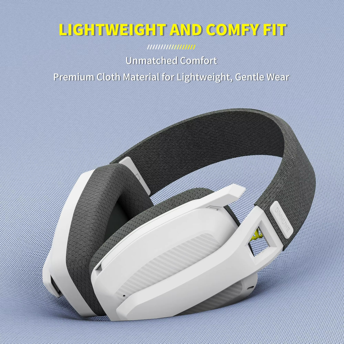 Promotional graphic emphasizing lightweight comfort and ergonomic design features