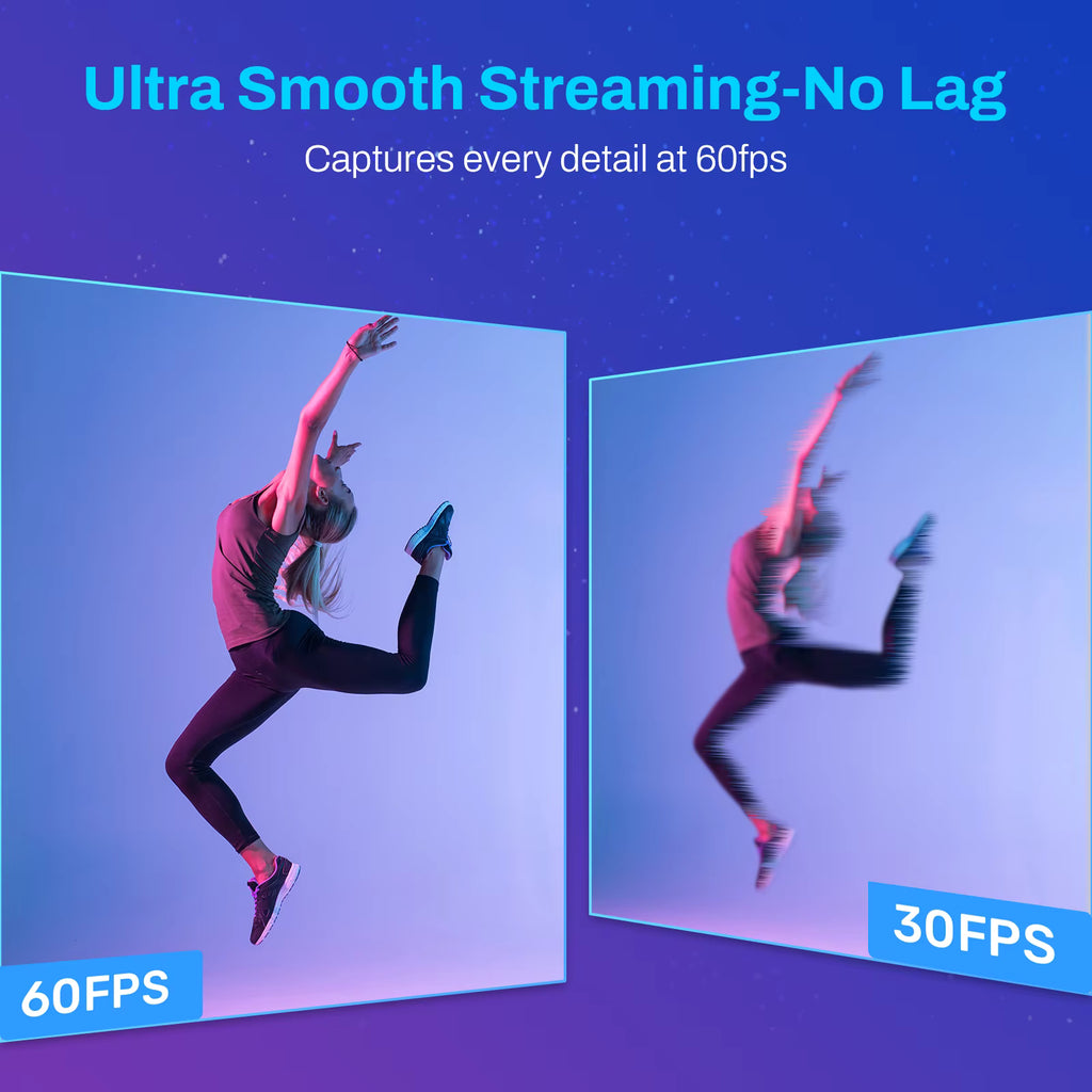 Comparison of ultra smooth streaming at 60fps and 30fps with a dancer in the background.