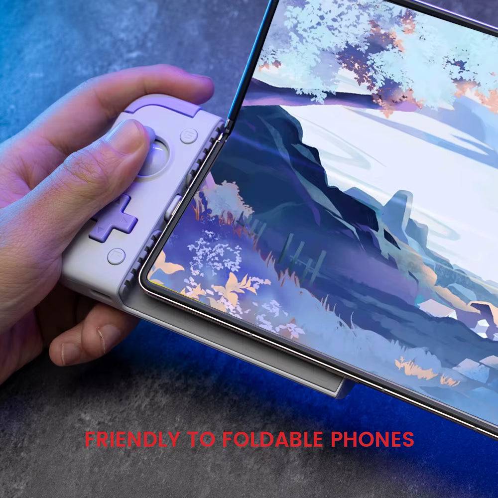 Gamer holding the GameSir X2s controller playing a mobile game in landscape mode