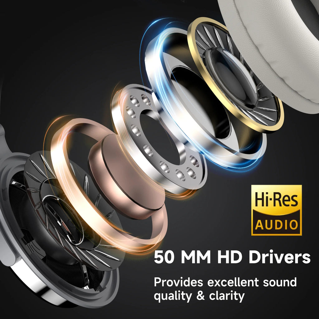 Hi-Res Audio speakers with metallic finishes on a dark background