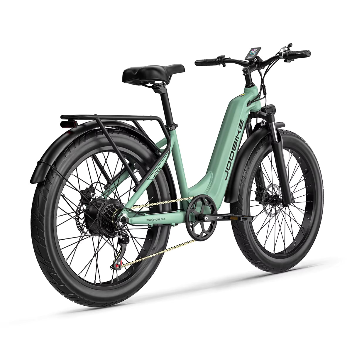 Mint green JOOBIKE JOO1 electric bicycle on a white background