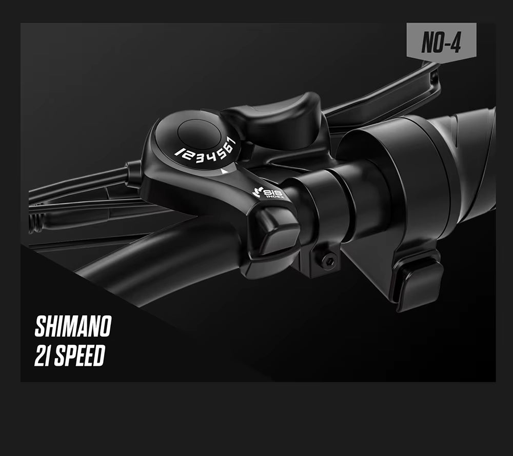 Shimano 21-speed gear shifter on a black background