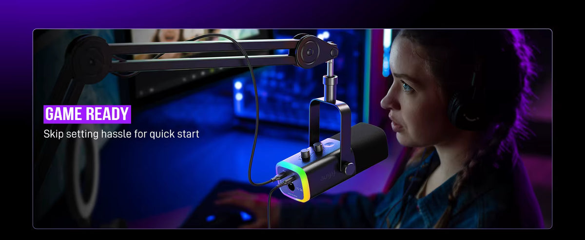 Podcaster recording in a professional home studio environment