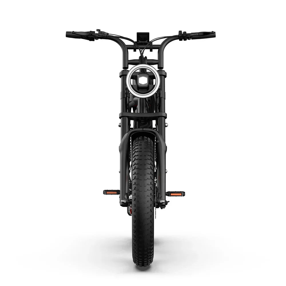 URLIFE T2 Fat Tyre Full Suspension Electric Bike - Matte Black E-Bike Studio Shot front view