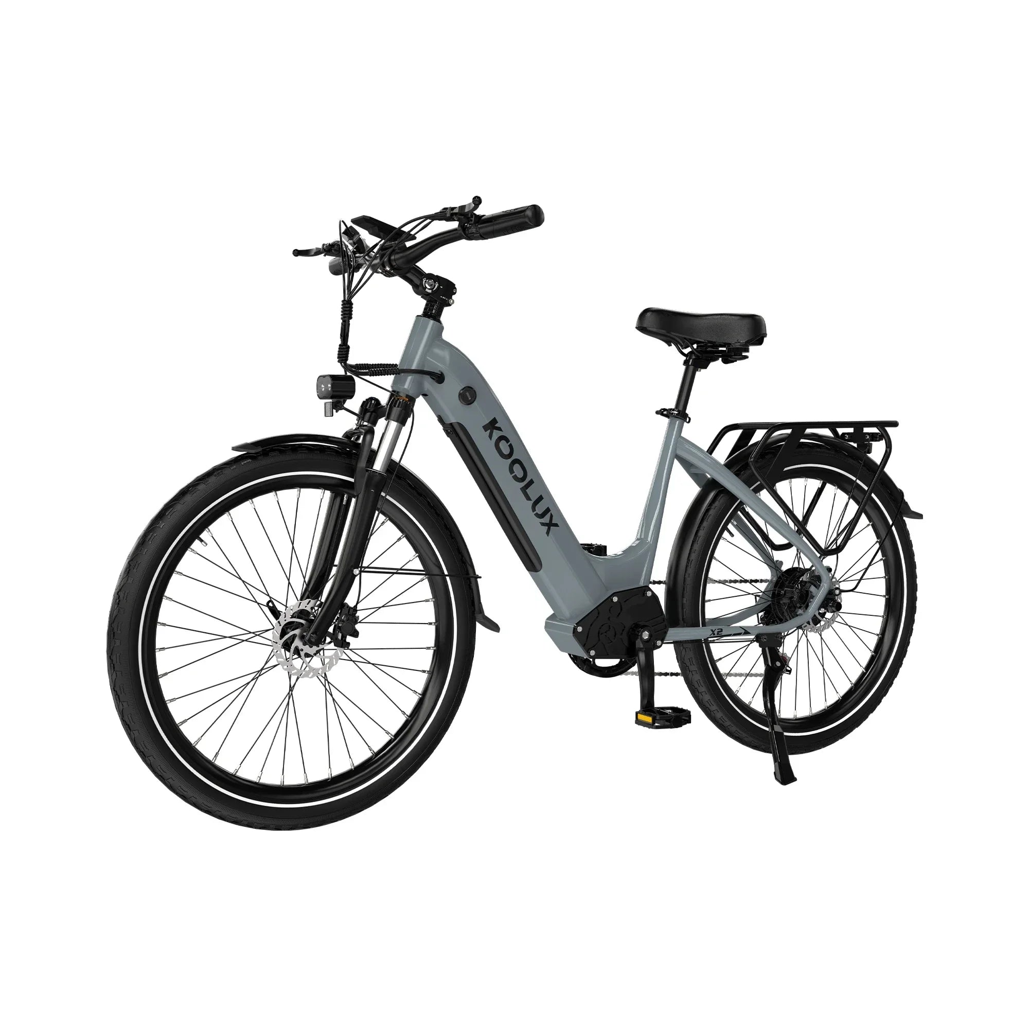 KOOLUX X2 Grey electric bicycle with black wheels on a white background