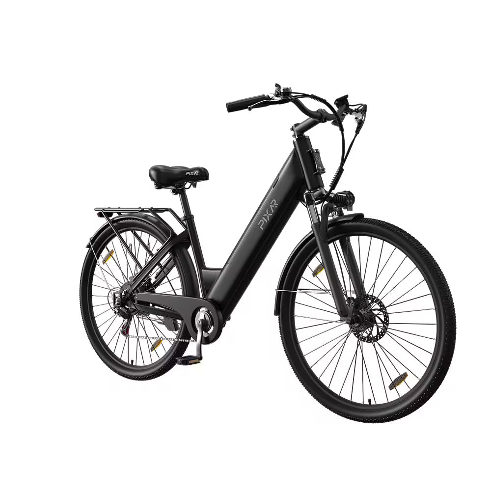 PIXAR C1 Electric City E-Bike Black electric bicycle on a white background