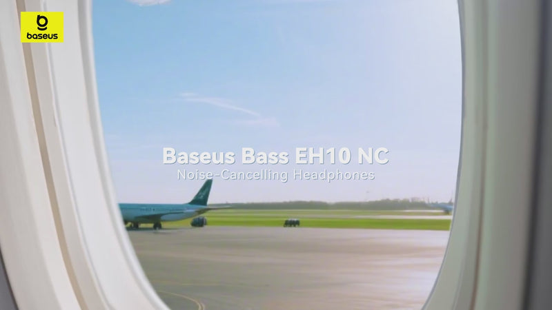 Product demonstration video showing the Baseus EH10 NC Wireless ANC Headphones highlighting active noise cancellation, Bluetooth 6.0 pairing, and sleek Black and White finishes.