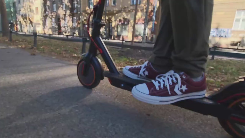 RCB R17 Electric Scooter product video showing folding mechanism, app control, lighting system, and smooth urban riding performance.