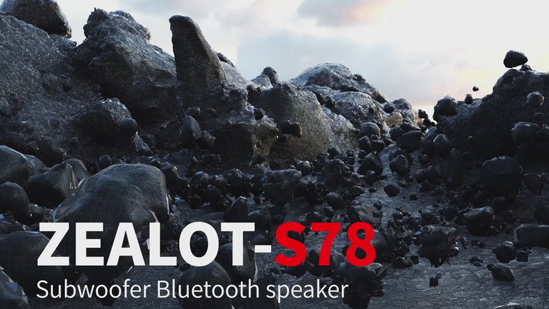 Video showing the ZEALOT S78 portable Bluetooth speaker demonstrating 120W output deep bass performance waterproof outdoor use and 24000mAh battery features
