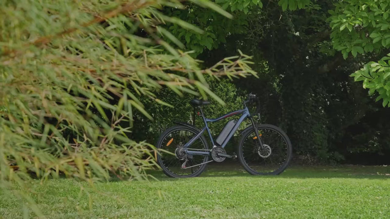 SAMEBIKE SY26-II electric bike video showing 250W motor performance, 36V 13Ah removable battery, 26 inch wheels, front suspension and lightweight commuter design