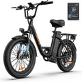 Black electric bike with digital display on a white background
