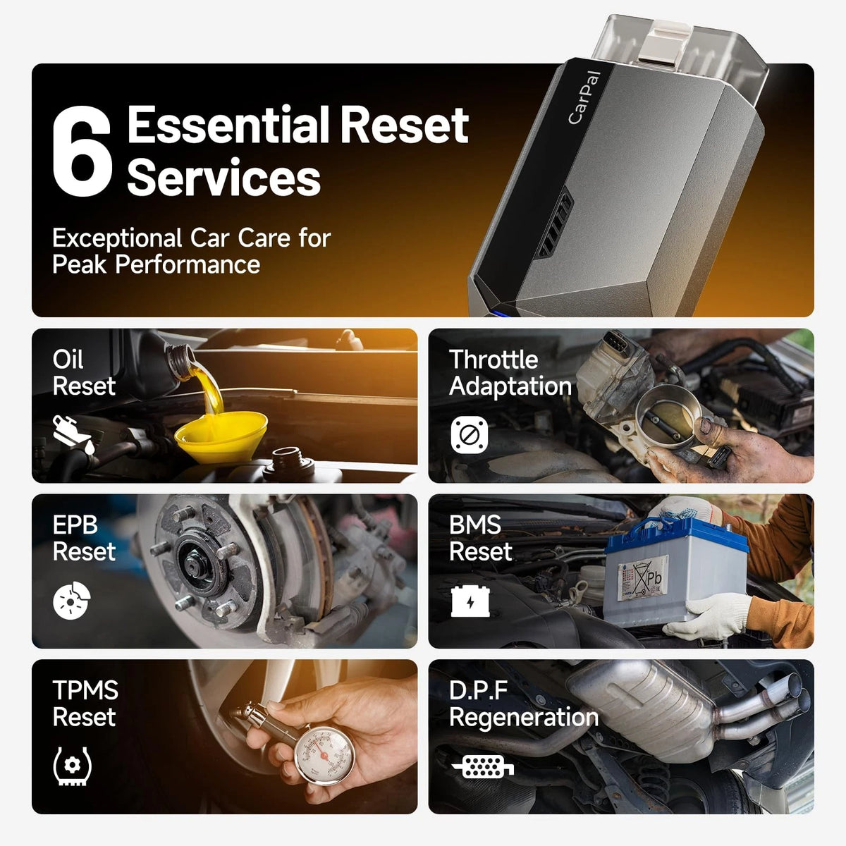 Six essential maintenance reset services overview including oil, EPB, and BMS resets