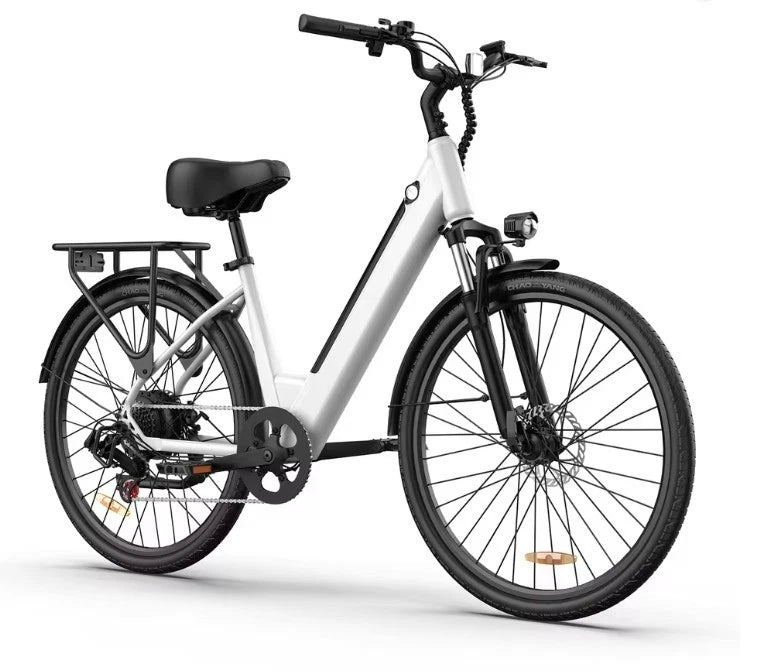 White electric bicycle on a white background