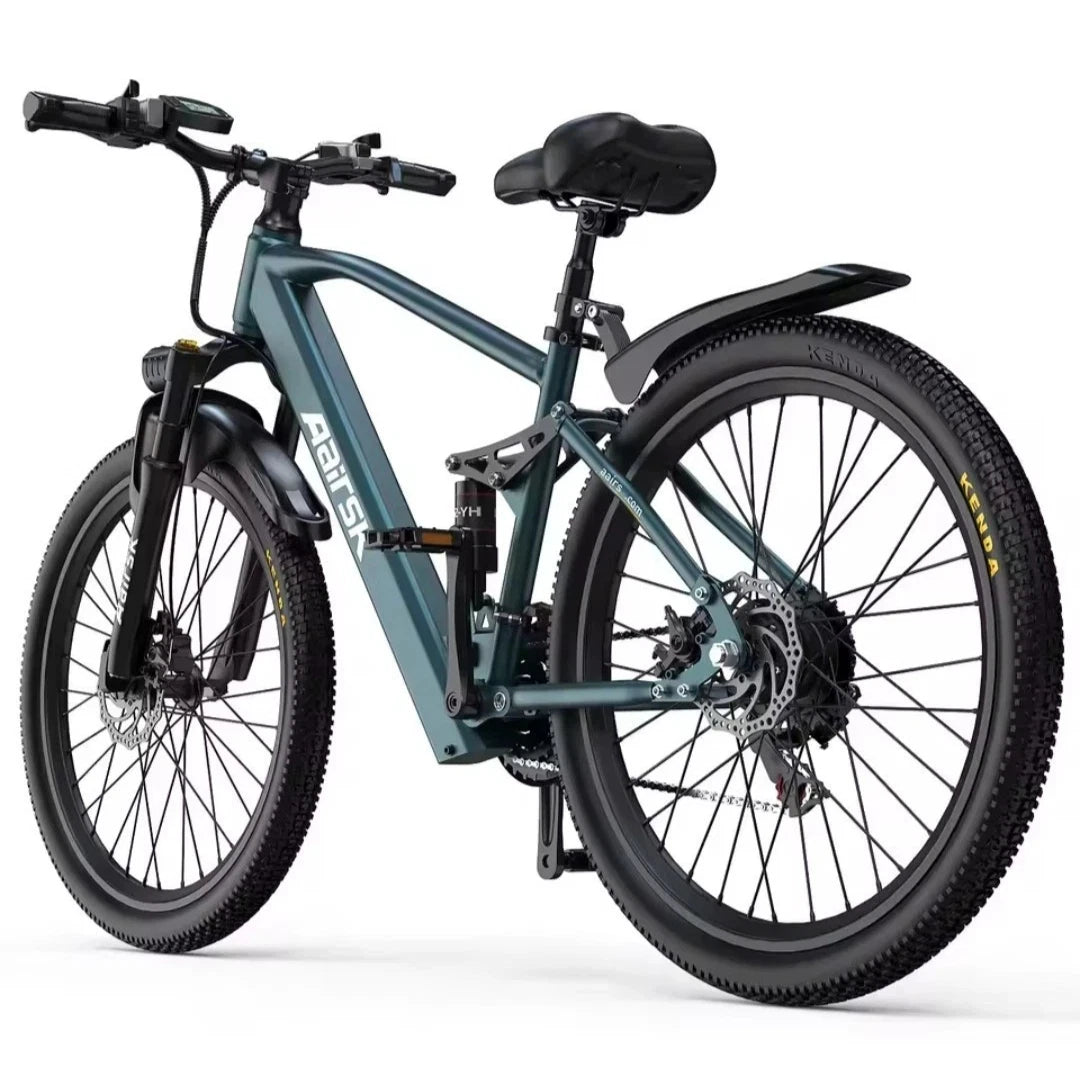 Blue electric bicycle on a white background