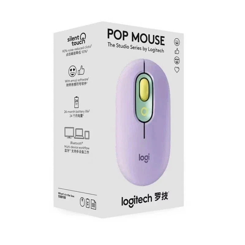Logitech Pop Mouse packaging on a white background